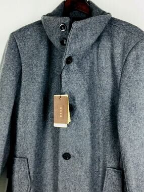 (L) NWT SSLR Mens Wool 4 Button Heavy Overcoat Slate Gray